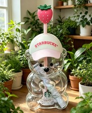2026 New Starbucks Bearista Bear Cup Tumblers Strawberry Topper Baseball cap New