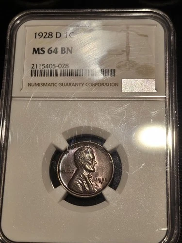 1928-D Lincoln Wheat Cent Penny MS64 Very  Nice Strike