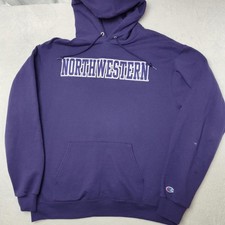 Northwestern Sweatshirt Hooded Mens Large Purple Champion NCAA College Pullover
