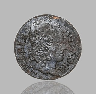 FRANCE Arches Charleville. Charles II 1637 1665. Denier Tournois 1651