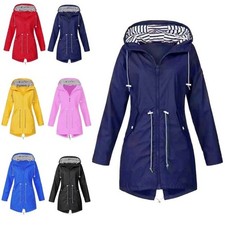 Womens Waterproof Raincoat Ladies Outdoor Wind Rain Forest Hooded Jacket Coat