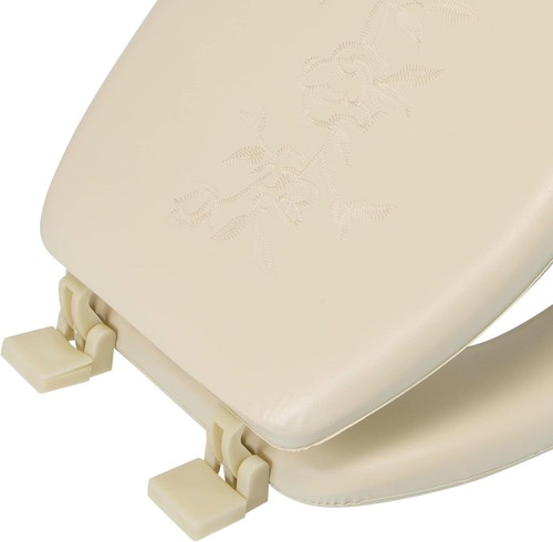 Sedile WC rotondo standard extra morbido Bath Bliss | Coperchio decorativo in vinile beige - Foto 7 di 7