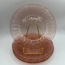 Jeannette Floral Poinsettia Pink 9" Plate, Lot of 5 1932-35