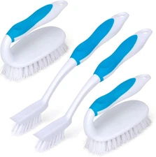 Scrub Brush Set - 4 Pack Deep Cleaners for Floors, Showers, and Tubs