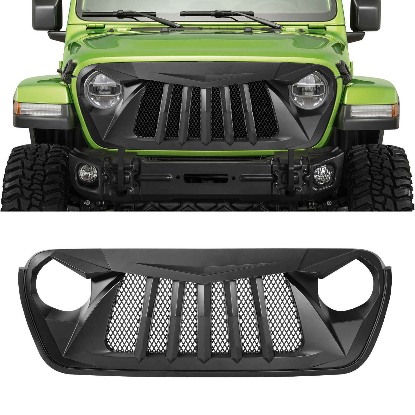Upgrade Front Grille Mesh Grill for 2018-24 Gladiator JT Jeep Wrangler JL JLU