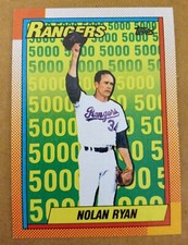 1990 Topps NOLAN RYAN Baseball Card #5 TEXAS RANGERS. HOF. 5000 Strikeouts. 