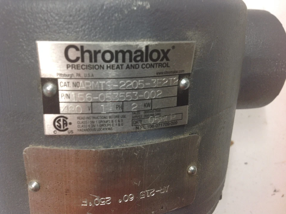 Chromalox ARMTS-2205-3E2T2 Immersion Heater 480V, 1PH 60 to 250F, NEW NO BOX - Image 3 of 4