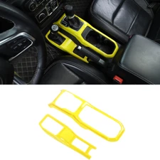 Yellow Center Console Gear Shift/4WD Panel Trim for Jeep Wrangler JL JT 18+ 2pcs