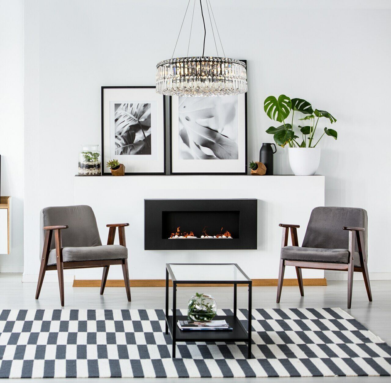 Crystal Chandelier Black Foyer Dining Room Kitchen Island 12 Light Fixture 24"