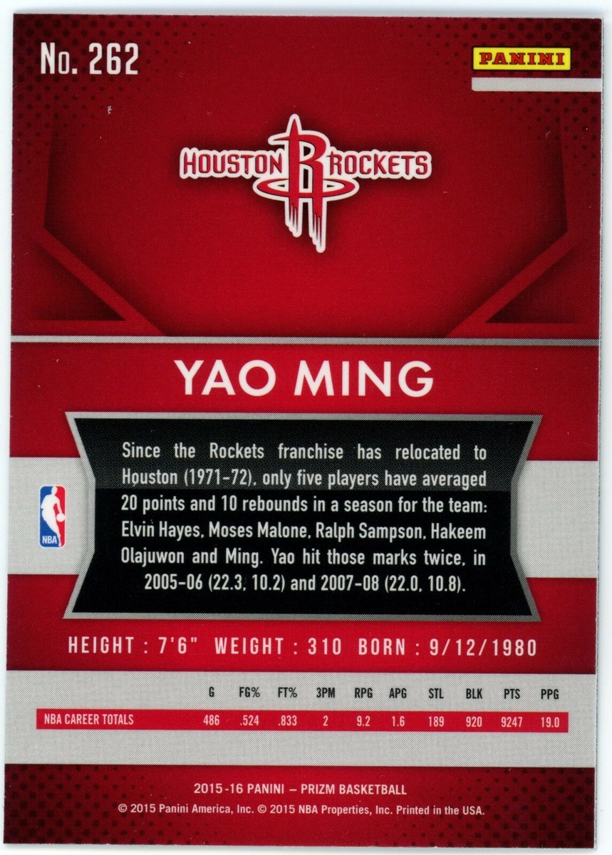 2015-16 Panini Prizm Yao Ming #262 | eBay