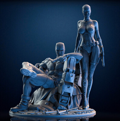 DEADPOOL & LADY  DEADPOOL, MARVEL, 1/4-1/24, FIGUR, FAN ART, 3D-DRUCK, STATUE