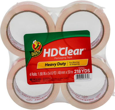 Duck HD Clear Heavy Duty Packing Tape Refill, 4 Rolls, 1.88 Inch X 54.6 Yard, (2