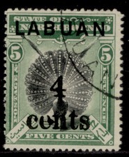 NORTH BORNEO - Labuan EDVII SG129, 4c on 5c, FINE USED. Cat &pound;50.