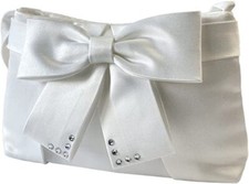 HBH  Satin Brauttasche Cluth Tasche für Damen,Handarbeit,Druckknöpfe,Ivory/Creme