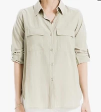 Max Studio Women's Tab Sleeve Button Front Blouse size XS 