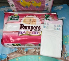 Vintage Pampers Phases Baby-Dry Diaper for Girls size Maxi Plus Plastic *Rare*