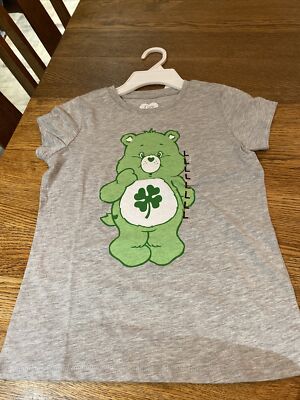 Good Luck Care Bear T-Shirt Gray Girls Size Large L Brand New with Tags 10/12
