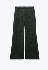 ZARA NEW EMBROIDERED Satin Effect Pants Size: M