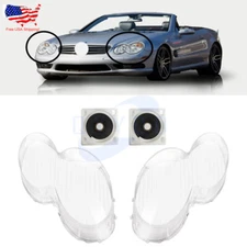 For Benz W230/R230 SL500 SL600 2003-08 1 pair Headlight Shell Lens Cover +Glue