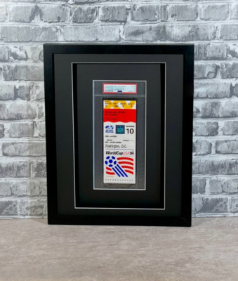 BLACK SHADOW BOX/FRAME FOR PSA GRADED TICKETS W/2 ACID-FREE MATS & UV PROTECTON!