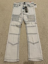 NWT Boy  s Level 1 Acid Wash Blue Distressed Moto Stretch Skinny Jeans Size 8-18
