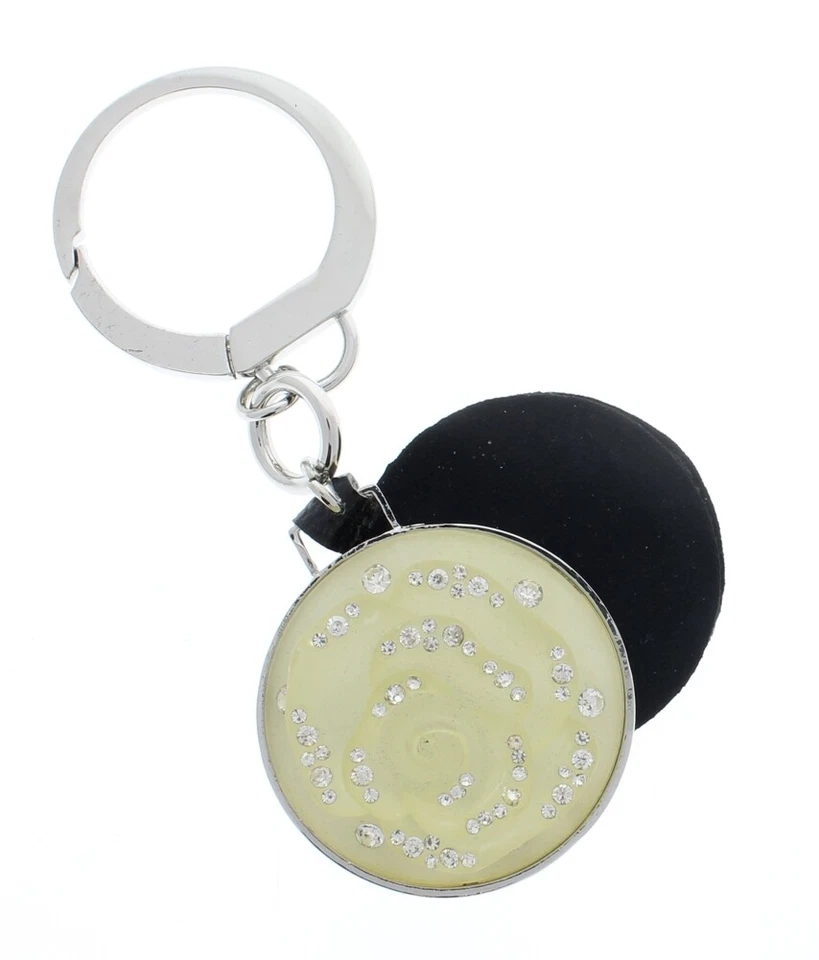 Rhinestone Bling Rosette Flower Mirror Key Chain Fob Phone Purse Charm - Image 2 of 4
