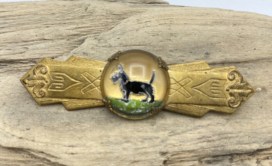 Brass Scottie dogs pin vintage 1940