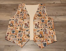 Women's Vintage Handmade Vest Size XL Musical Notes Print