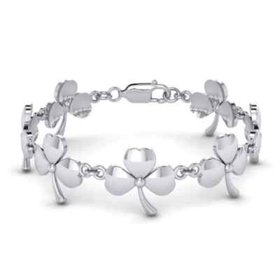 Bracciale con ciondolo a forma di trifoglio in argento sterling: gioielli irlandesi portafortuna - Italia
