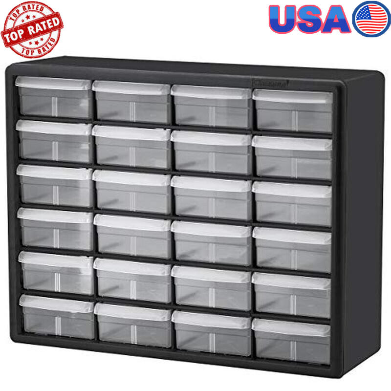 24-Drawer Plastic Storage Cabinet Tool Screw Battery Organizer 20
