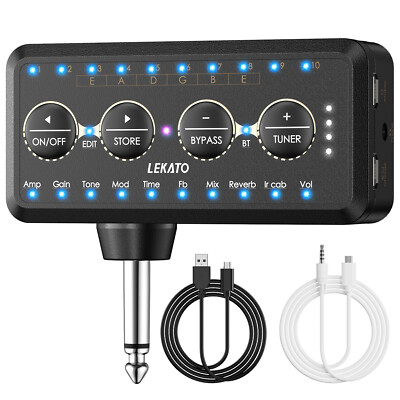 LEKATO Micro Guitar Headphone Amp Rechargeable Multi Effects Mini Amplifier