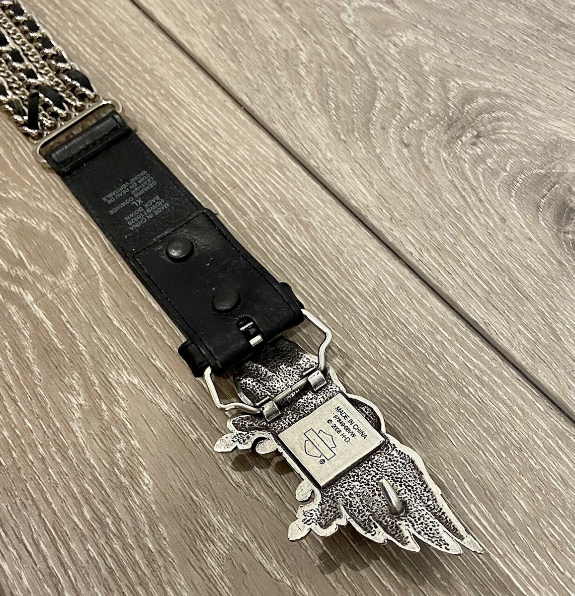 Harley Davidson LEATHER CHAIN BELT w/ Willie G Skull  display picture 3
