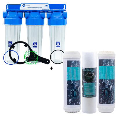 Wasserfilter Gehäuse Set 10 Zoll 3/4'' Wasser Vor Filter - Sediment Kalk Eisen