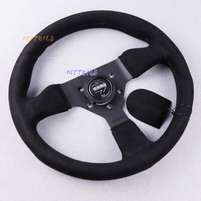 New Style 13'' Racing MOMO V2 Steering Wheel Car Suede Leather Black Horn 320MM