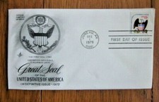 GREAT SEAL OF THE UNITED STATES BALD EAGLE 1975 ARTCRAFT  CACHET FDC UNADDR 