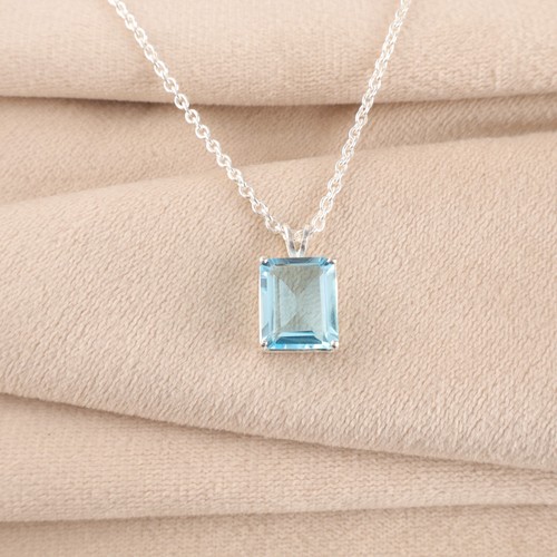 Sky Blue Topaz Gemstone 925 Sterling Silver Jewelry Pendant 0.69" Birthday Gift - Picture 7 of 9