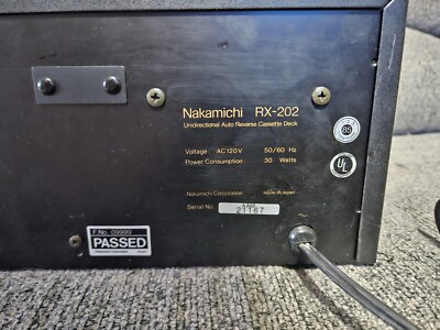 Vintage Nakamichi RX-202 Home Stereo Cassette Deck Unidirectional