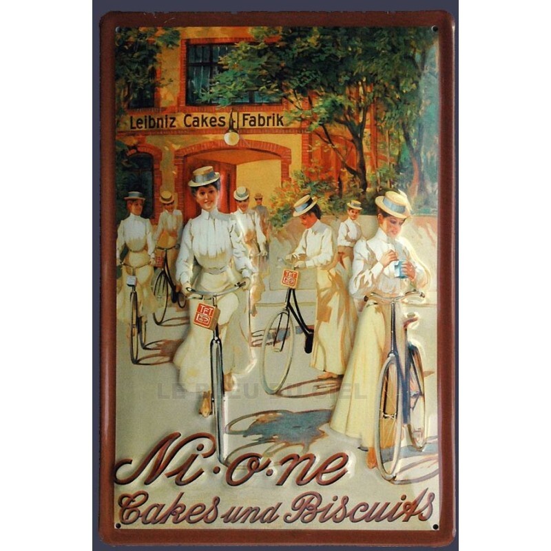 Plaque métal publicitaire relief haut de gamme NI. O. NE cake and bis
