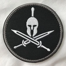 SPARTAN Crossover Swords Tactical BLACK OPS EMBROIDER Hk/Lp ROUND Patch