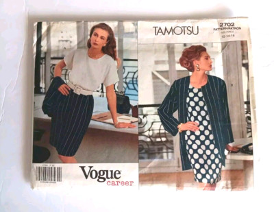 VOGUE TAMOTSU Career Wardrobe Jacket Skirt Dress Blouse #2702 Sz 12/14/16 UNCUT