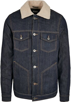 Urban Classics Jacket Men's Jacket Jeans Lined Sherpa Denim Blue Over Sizes 