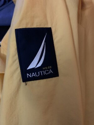 NAUTICA Full Rain Sailing Windbreaker Suite / Jacket & Pants size S great yellow