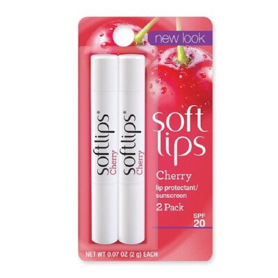 3 Twin-Packs Softlips Lip Protectant Balm, Sunscreen SPF 20, Cherry