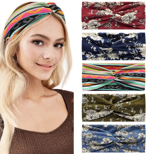 Accessoire Cheveux Yoga Lot De 2 Bandeaux Turban Femme - Noir Et Gris - Anti-Dérapant - Yoga Sport Déco Bandeau Large