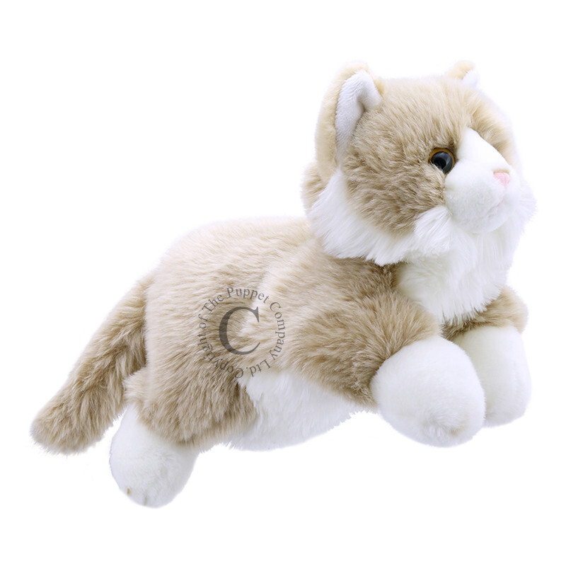 Beige & White Cat puppet Cat hand puppet full bodied puppet Cats plush puppets