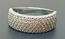 Vintage White Crystal Sterling silver Wedding Engagement band Ring size 8