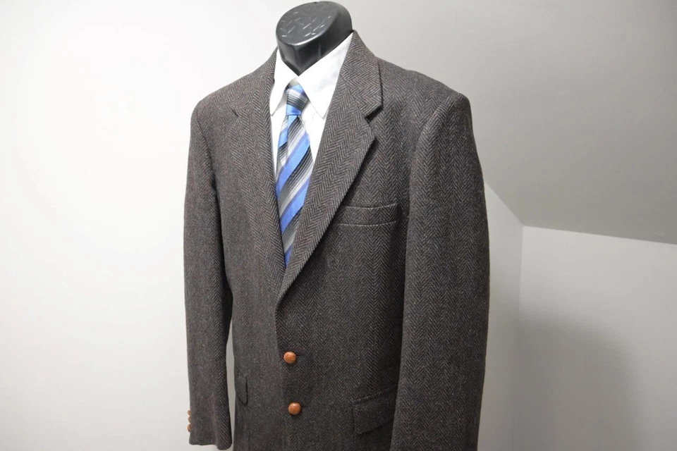 Blazer Chaqueta Deportiva De Colección Farah Tweed Tejido a Mano Lana Espiga Para Hombres Talla 42 L Foto 2 de 4