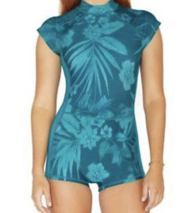 Hurley X Carissa Moore Max Short Sleeve Bodysuit Swim Full Coverage SMALL NEW