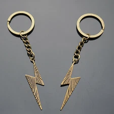 2x PCS Lot Bronze Lightning Bolt Electric Shock Pendant Charm Keychain Key Chain