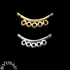 LINK CONNECTOR 5 LOOP CURVED BAR ~ FLAT END 21mm choice of plating 10pcs